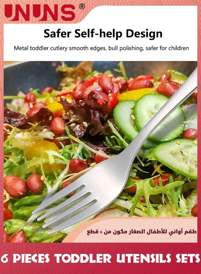 UNUNS Kids Silverware Set,6 Pieces Stainless Steel Kids Cutlery Set/Toddler Utensils/Flatware-3 Forks,3 Dinner Spoons,Mirror Polished,Dishwasher Safe,Little Bear Flatware Set  - Image 4