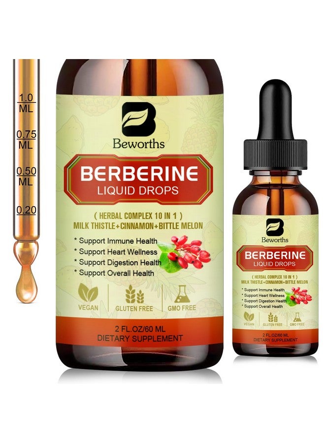 B BEWORTHS Berberine Supplement with Ceylon Cinnamon - Berberine Liquid Drops with Turmeric Curcumin, Ceylon Cinnamon, Bitter Melon, Berberine Phytosome for Digestion System, Immune Health Support -Vegetarian - Image 1