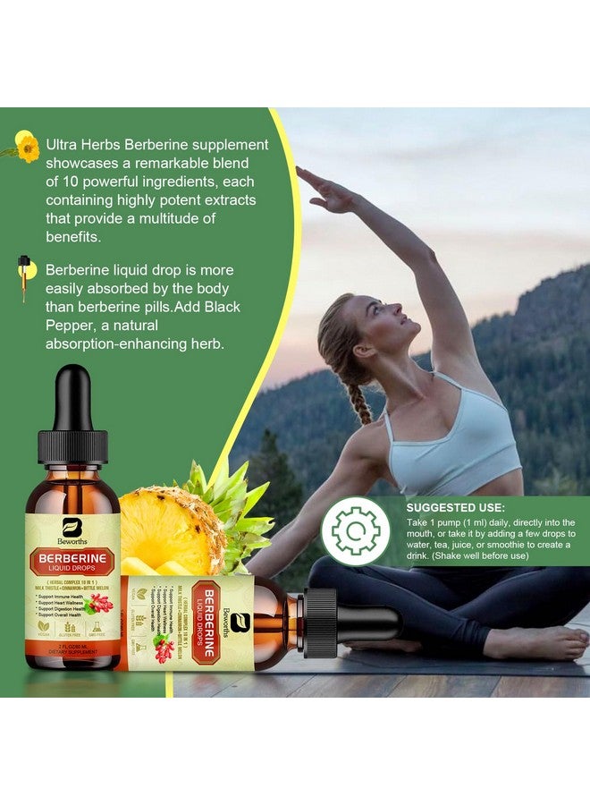 B BEWORTHS Berberine Supplement with Ceylon Cinnamon - Berberine Liquid Drops with Turmeric Curcumin, Ceylon Cinnamon, Bitter Melon, Berberine Phytosome for Digestion System, Immune Health Support -Vegetarian - Image 5