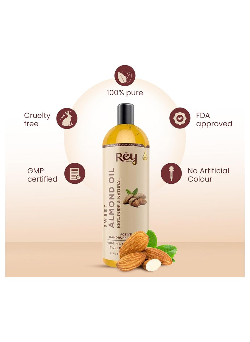 Rey Naturals Rey Naturals Almond Hair Oil (Badam oil) 200 ml - Image 4