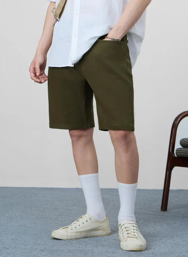 ذا سوليد ستور شورت دنيم بطول الركبة