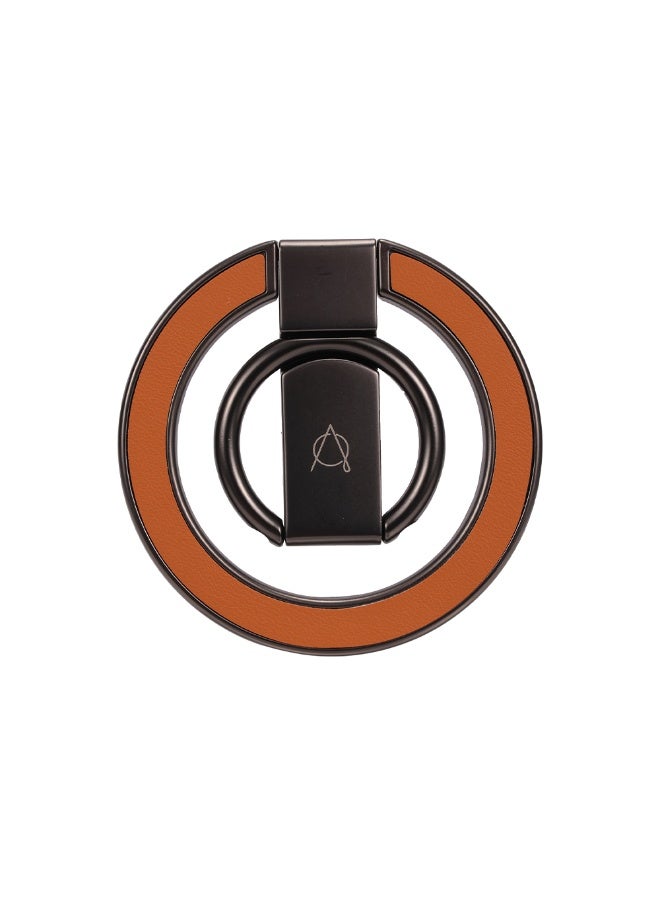 A-Case Its My Case Kilyos Magnetic Phone Ring Stand Vegan Leather Premium Ultra Thin Strong Magnet Grip Kickstand for Smartphones - Orange - Image 1