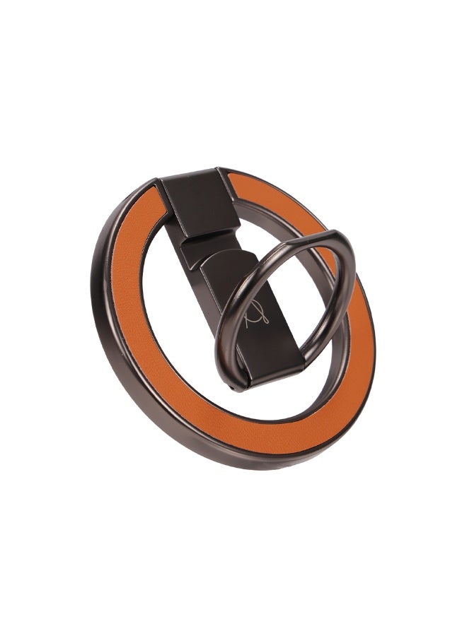 A-Case Its My Case Kilyos Magnetic Phone Ring Stand Vegan Leather Premium Ultra Thin Strong Magnet Grip Kickstand for Smartphones - Orange - Image 3