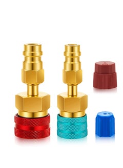 Y&D Car Quick Coupler R1234YF to R134A Conversion Kit Air Conditioning System Hose Fitting AC Refrigerant Charging Adjustable Adapter Connector Blue Red  - Image 1