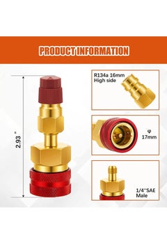 Y&D Car Quick Coupler R1234YF to R134A Conversion Kit Air Conditioning System Hose Fitting AC Refrigerant Charging Adjustable Adapter Connector Blue Red  - Image 3