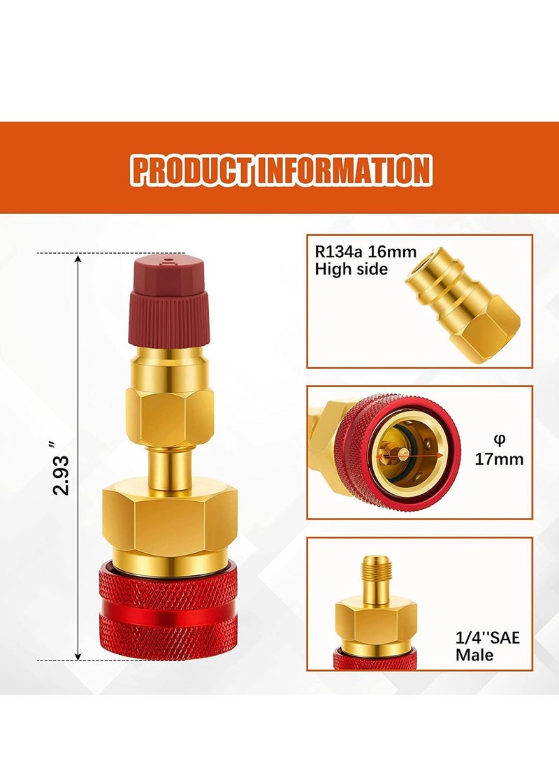 Y&D - Car Quick Coupler R1234YF to R134A Conversion Kit Air Conditioning System Hose Fitting AC Refrigerant Charging Adjustable Adapter Connector Blue Red - Image 1