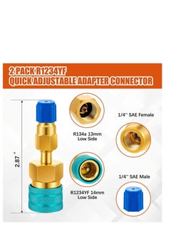 Y&D Car Quick Coupler R1234YF to R134A Conversion Kit Air Conditioning System Hose Fitting AC Refrigerant Charging Adjustable Adapter Connector Blue Red  - Image 2