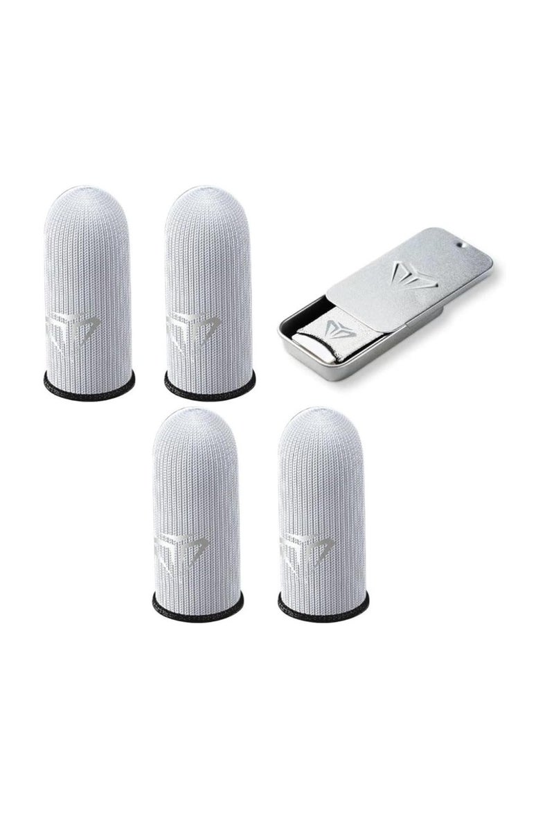 4 Pcs Gaming Finger Gloves Silver Fiber Gaming Finger Sleeves With Storage Case, Anti-Sweat, Ultra-Thin Touch Screen Thumb Gloves - Image 1