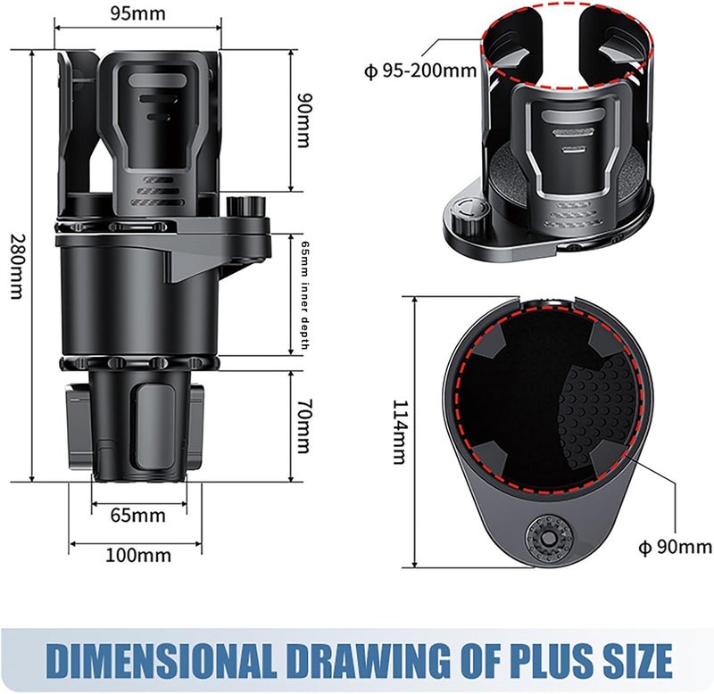 Car Cup Holder Expander for BMW X1 E84 F48 18i 18d 20i 20d 25i 25d, Adjustable 2-in-1 Automotive Drink Holder, 360°Rotating Dual Cup Slots Car Water Bottle Holder,Small-Normal - Image 2