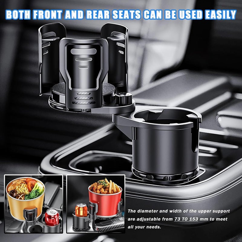 Car Cup Holder Expander for BMW X1 E84 F48 18i 18d 20i 20d 25i 25d, Adjustable 2-in-1 Automotive Drink Holder, 360°Rotating Dual Cup Slots Car Water Bottle Holder,Small-Normal - Image 3