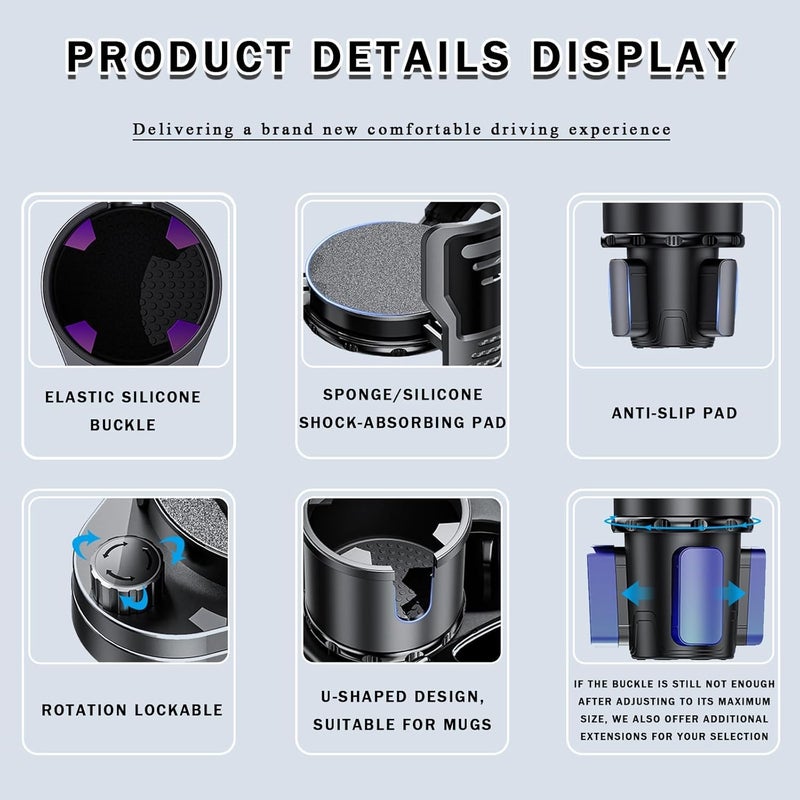 Car Cup Holder Expander for BMW X1 E84 F48 18i 18d 20i 20d 25i 25d, Adjustable 2-in-1 Automotive Drink Holder, 360°Rotating Dual Cup Slots Car Water Bottle Holder,Small-Normal - Image 5