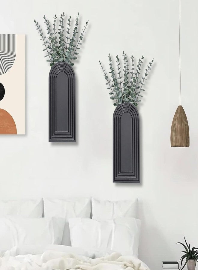 Dnnnii 2 Pack Modern Wall Wood Vase-Entryway Decor, Wood Wall Art, Hallway Decor-Modern Farmhouse & Boho Bathroom Wall Decor-Perfect for Dining Room, Living Room, or Any Narrow Wall Space（Black） - Image 5