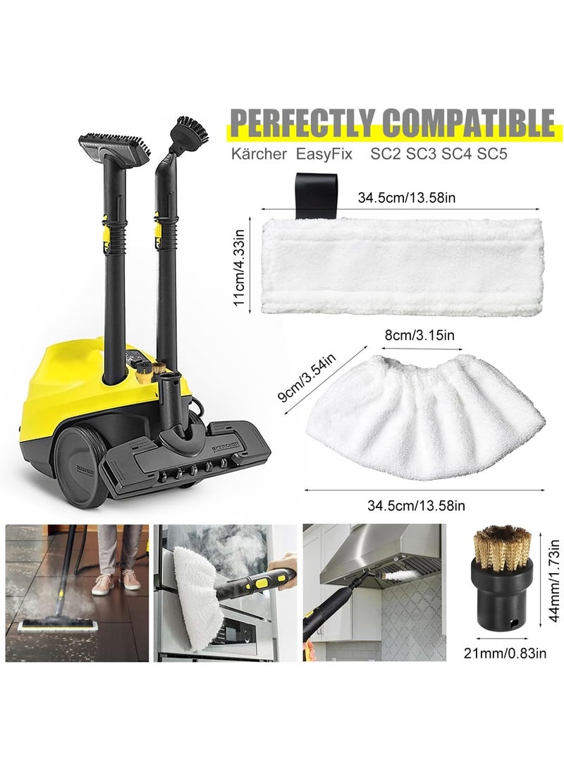 مجموعة من 10 قطع من وسادات التنظيف القماشية البديلة لـ Karcher SC2/SC3/SC4/SC5، وأجزاء ملحقات منظف البخار EasyFix من Kärcher SC (4 أغطية فوهات من القماش و4 وسادات تنظيف من الألياف الدقيقة وفرشتان دائريتان) - Image 2
