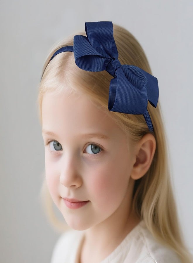 baotongle 15pcs Navy Blue School Hair Accessories Set Uniform Hair Bow Headband Clips Hair Ties Curly Bows for Little Toddler School Girls(Navy Blue) - Image 4