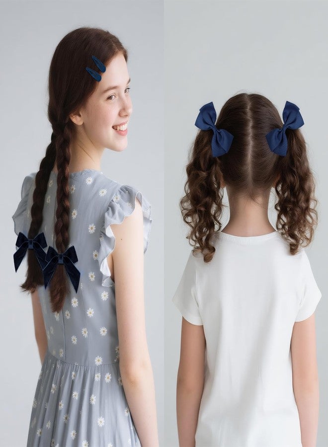 baotongle 15pcs Navy Blue School Hair Accessories Set Uniform Hair Bow Headband Clips Hair Ties Curly Bows for Little Toddler School Girls(Navy Blue) - Image 3