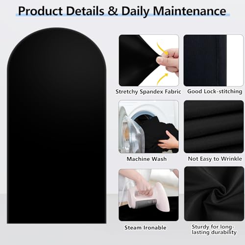 HEMMOTOP غطاء خلفية قوس أسود Hemmotop بطول 7.2 قدم (بدون قاعدة قوس) ، أغطية قوس سبانديكس مزدوجة الجوانب للخلفية القابلة للتمدد للحفلات ، الزفاف ، عيد الميلاد ، حفلة استقبال المولود ، قابلة لإعادة الاستخدام لأقواس البالون - Image 4