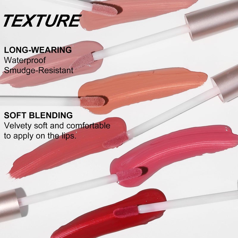 YOUNG VISION 6 Pc Matte Nude Liquid Lipstick Set - Long-Lasting & Pigmented Shades, Lip Gloss Bundle Gift Collection for Girls/Women - Image 3