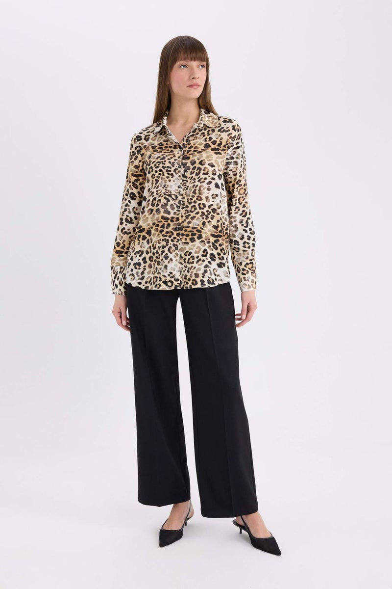 DeFacto Regular Fit Leopard Printed Long Sleeve Shirt - Image 3