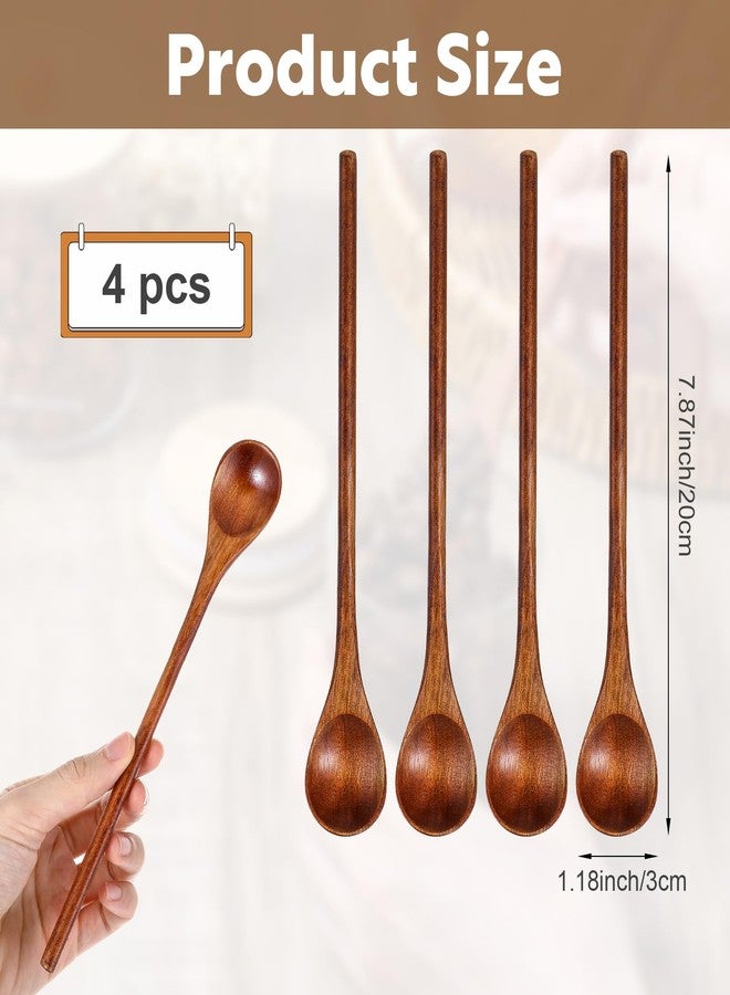 Thrymme 4 Pcs Wooden Spoons for Honey, 7.87 Inch Wooden Honey Spoon, Natural Wood Coffee & Tea Spoons for Honeys, Sugar, Yogurt, Easy to Clean & Hold for Kitchen, Bar, Restaurant - Image 2