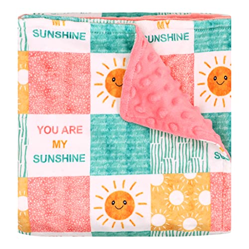 Baby Blanket for Girls Super Soft Double Layer Mink Blankets with Dotted Backing Sun Smile Toddler Newborn Nursery Bed Blanket You are My Sunshine Print Throw Blanket 30 X 40 Inches