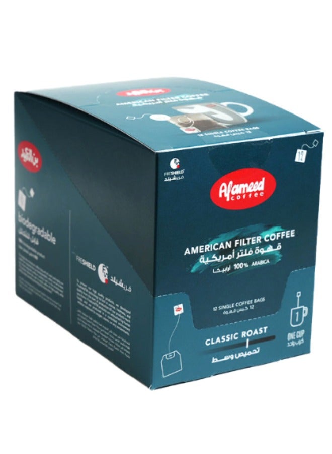 Al Ameed American Filter Coffee Classic Roast 12 Bags (14g)  - Image 1