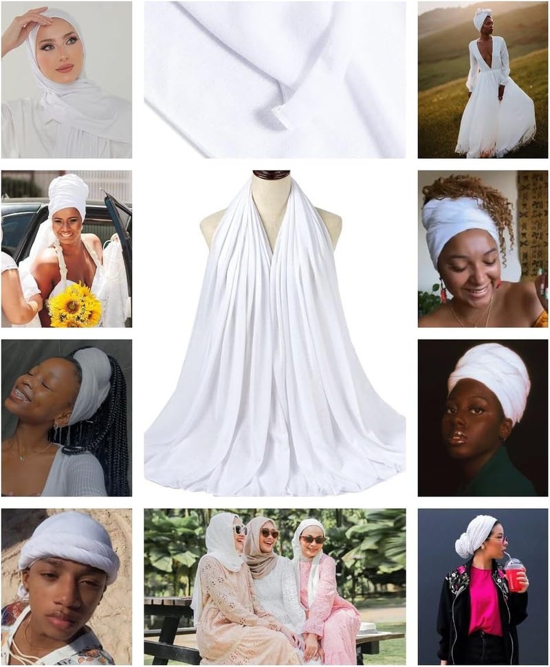 Harewom Head Wraps for Black Women Stretch Head Scarf Long African Hair Wraps Turban Headwraps Jersey Headbands - Image 4