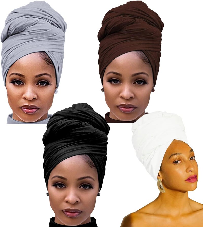 Harewom Head Wraps for Black Women Stretch Head Scarf Long African Hair Wraps Turban Headwraps Jersey Headbands - Image 1