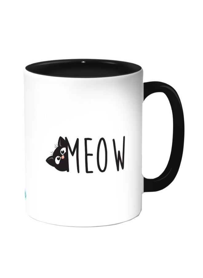 RYN Cute Cat Printed Coffee Mug White/Black 11ounce