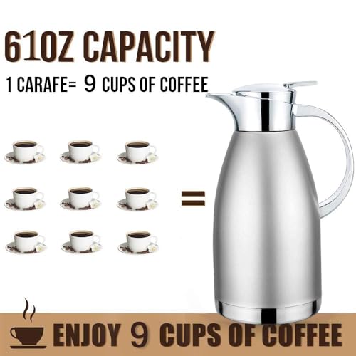 GearRoot 61oz Coffee Carafe Airpot Insulated Coffee Urn Stainless Steel Vacuum Thermal Pot Flask for Coffee, Hot Water, Tea, Hot Beverage - Keep 12 Hours Hot, 24 Hours Cold (Blue) - Image 3