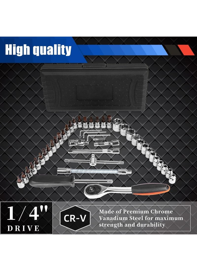 ZSIGNS ZSIGNS Tool Kit 46 Pieces Socket Wrench Set with 14 inch Drive Mechanic Tools Set Ratchet Screwdriver Kits Metric Extension Bar for Auto Bicycle Repairing Household with Storage Case  - Image 2