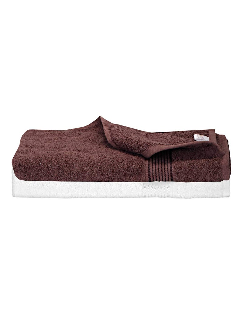 KOPA by Bianca 400 GSM 100% Cotton Soft Terry Towel l 2pc Bath Towel l Bath Towel for Women l Bath Towel l D`Ross l Brown-Snow - Image 1