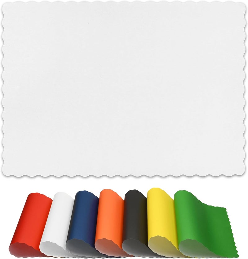 Netko Disposable Paper Placemats – Premium, 100 Pack of White Scalloped Edge Placemats, Perfect Size 10x 14 - Image 1