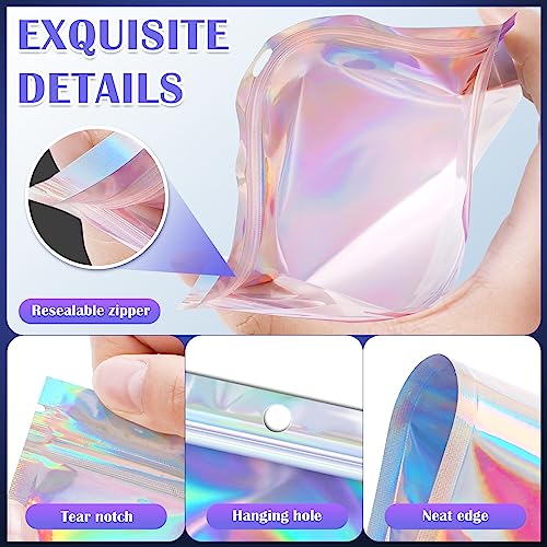 JETMORE 100 Pcs Mylar Bags, Holographic Bags, Resealable Bag for Small Business, Packaging, Sample Bag for Pen, Gift, Jewelry, Snack, Bracelets, Mothers Day Gifts (5.5x7.9in) - Image 5
