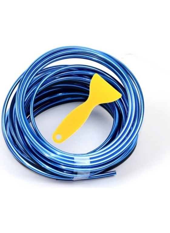 Techmaster Trim Corded New Car Interior Rope Strip Herringbone Nickel Plated 5 Meters Blue  - Image 1