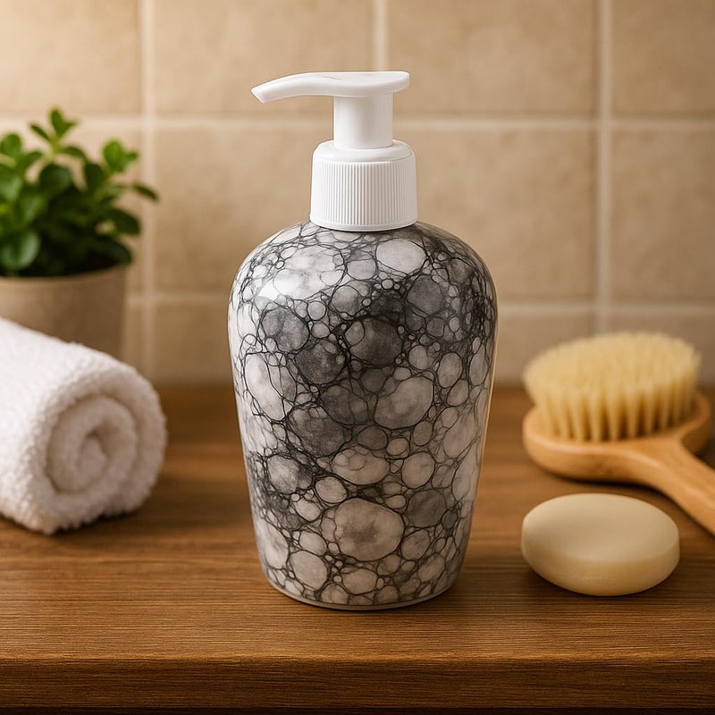 KunhaR Ceramic Liquid Soap Dispenser – Refillable Bathroom & Kitchen Lotion Pump | Stylish Countertop Dispenser for Soap, Shampoo, Gel Dispenser, Black Luster - Image 5