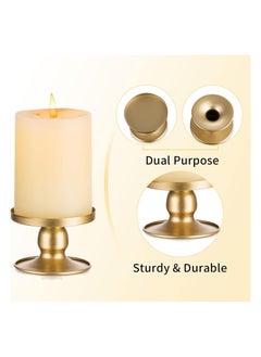 KASTWAVE Candle Holders for Pillar Candles, 4 Pcs Gold Pillar & Taper Candle Holder, Small Metal Candle Stick Candle Holder for Wedding, Dining Room Table Centerpiece, Holiday Decor  - Image 5
