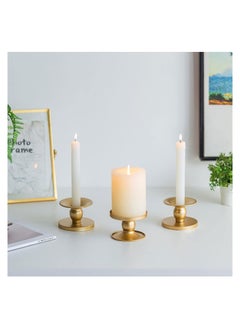 KASTWAVE Candle Holders for Pillar Candles, 4 Pcs Gold Pillar & Taper Candle Holder, Small Metal Candle Stick Candle Holder for Wedding, Dining Room Table Centerpiece, Holiday Decor  - Image 3