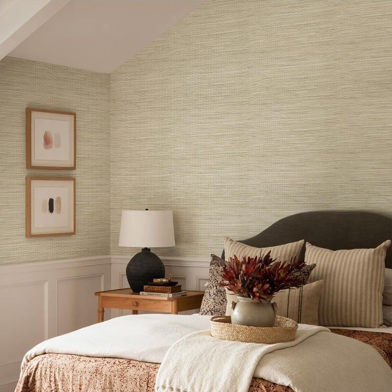 JiffDiff Grasscloth Wallpaper Peel and Stick Cream Grassweave Peel & Stick Wallpaper Textured Wallpaper Contact Paper 17.3"x118" - Image 4