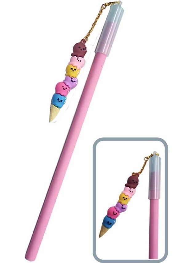 Artlantis Pencil with Ice Cream Head, Blue 1 Piece Ice Cream Fancy Pencil, Gift Pen, Cute Pen with Figures  - Image 1