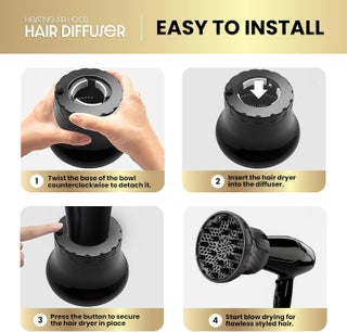 Herbishh Hair Dryer Diffuser Attachment for Curly and Natural Wavy Hair - Black - view 3