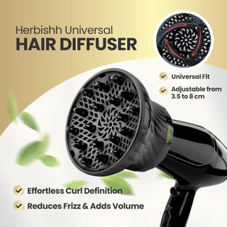 Herbishh Hair Dryer Diffuser Attachment for Curly and Natural Wavy Hair - Black - view 2