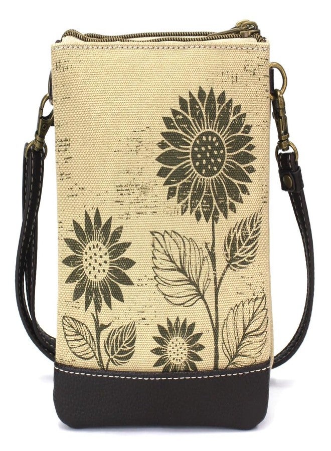 Chala Sunflower RFID Protected Canvas Double Pocket Crossbody Bag with Two Straps - Image 2