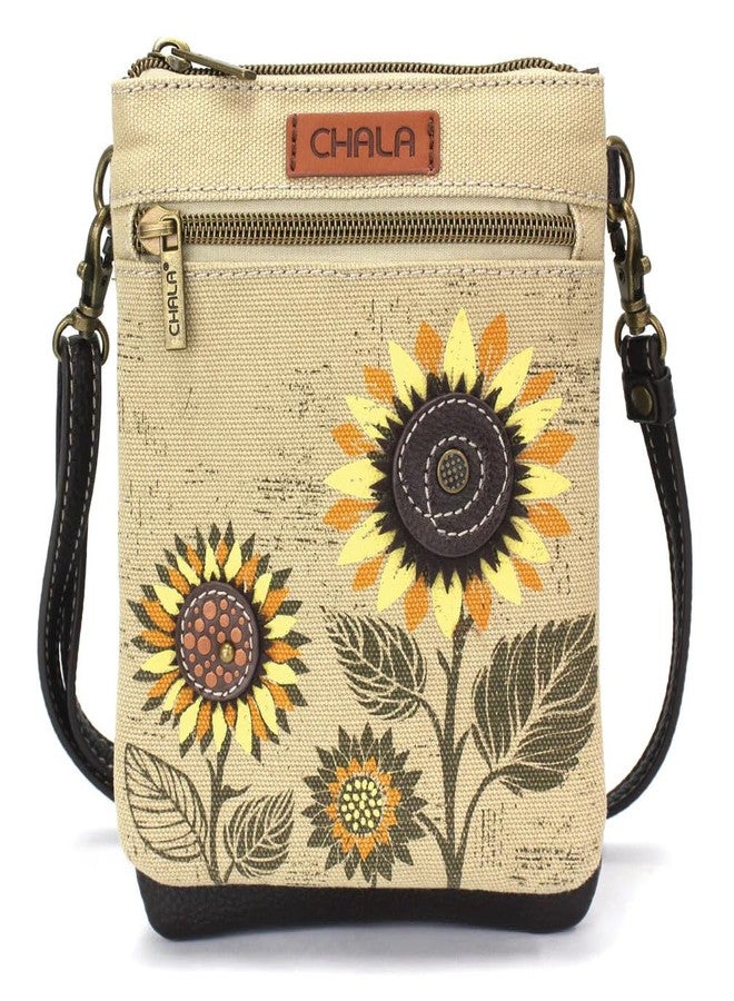 Chala Sunflower RFID Protected Canvas Double Pocket Crossbody Bag with Two Straps - Image 1