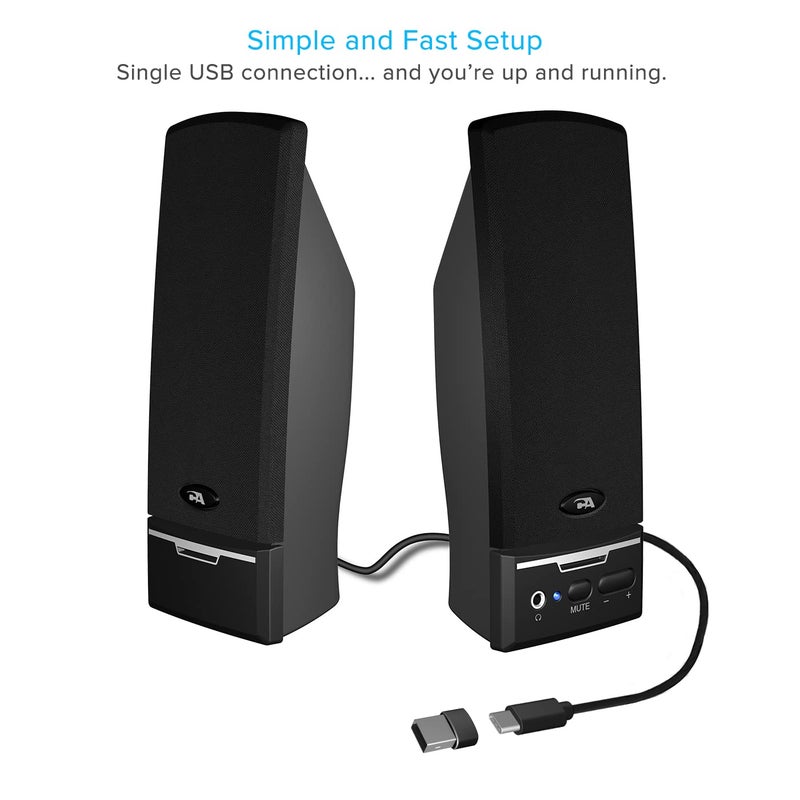 Cyber Acoustics CA-2014USB 2.0 Multimedia Desktop Computer Speakers, Compatible with USB C or A Devices, Adapter Included - Image 5
