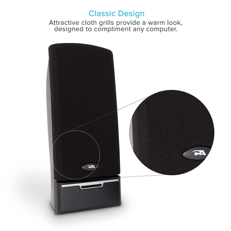 Cyber Acoustics CA-2014USB 2.0 Multimedia Desktop Computer Speakers, Compatible with USB C or A Devices, Adapter Included - Image 3