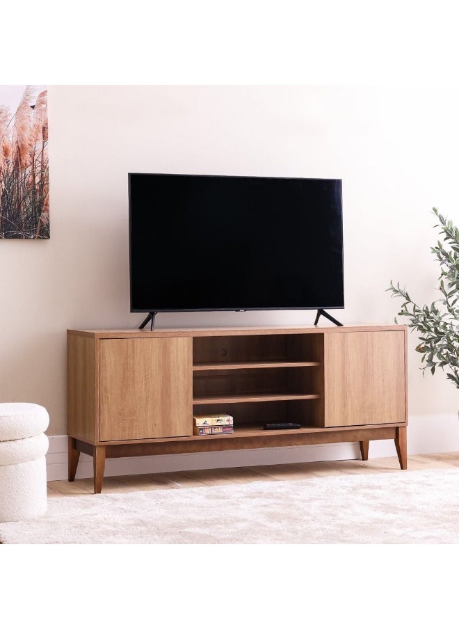 DANUBE HOME Titan Tv Unit Entertainment Modern Design Multifunctional Tv Stand Wooden Tv Stand Media Console Table For Living Room Bedroom - Almond/Natural - Up To 65 Inch  - Image 2