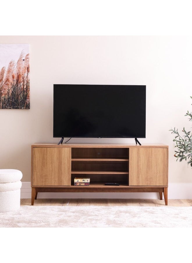 DANUBE HOME Titan Tv Unit Entertainment Modern Design Multifunctional Tv Stand Wooden Tv Stand Media Console Table For Living Room Bedroom - Almond/Natural - Up To 65 Inch  - Image 1