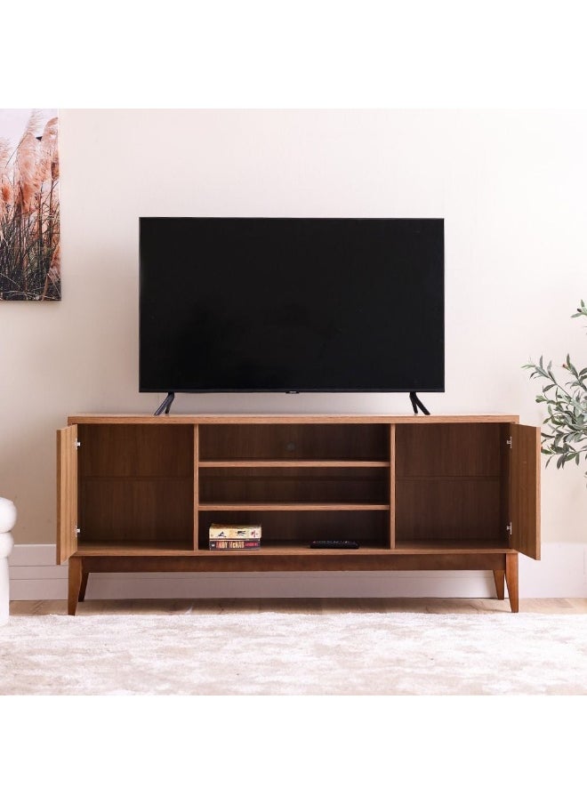 DANUBE HOME Titan Tv Unit Entertainment Modern Design Multifunctional Tv Stand Wooden Tv Stand Media Console Table For Living Room Bedroom - Almond/Natural - Up To 65 Inch  - Image 3