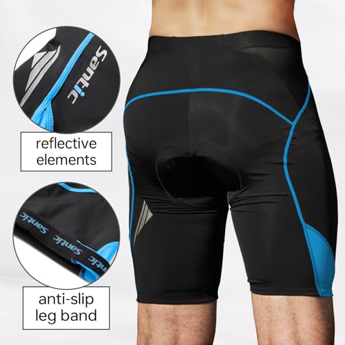 Santic Cycling Men's Shorts Biking Bicycle Bike Pants Half Pants 4D Coolmax Padded Blue XS - Image 5