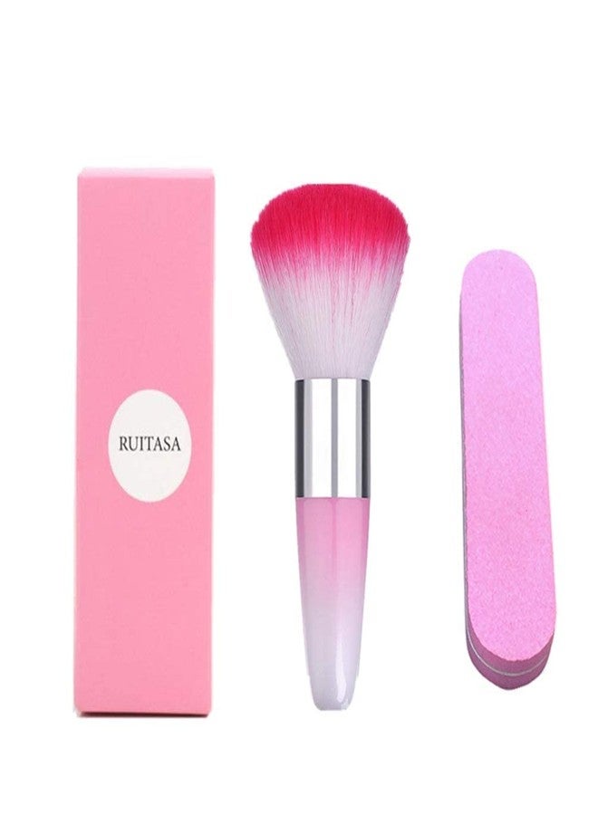 RUITASA Soft Nail Art Dust Remover Powder Brush Cleaner For Acrylic & UV Nail Gel (pink) - Image 1